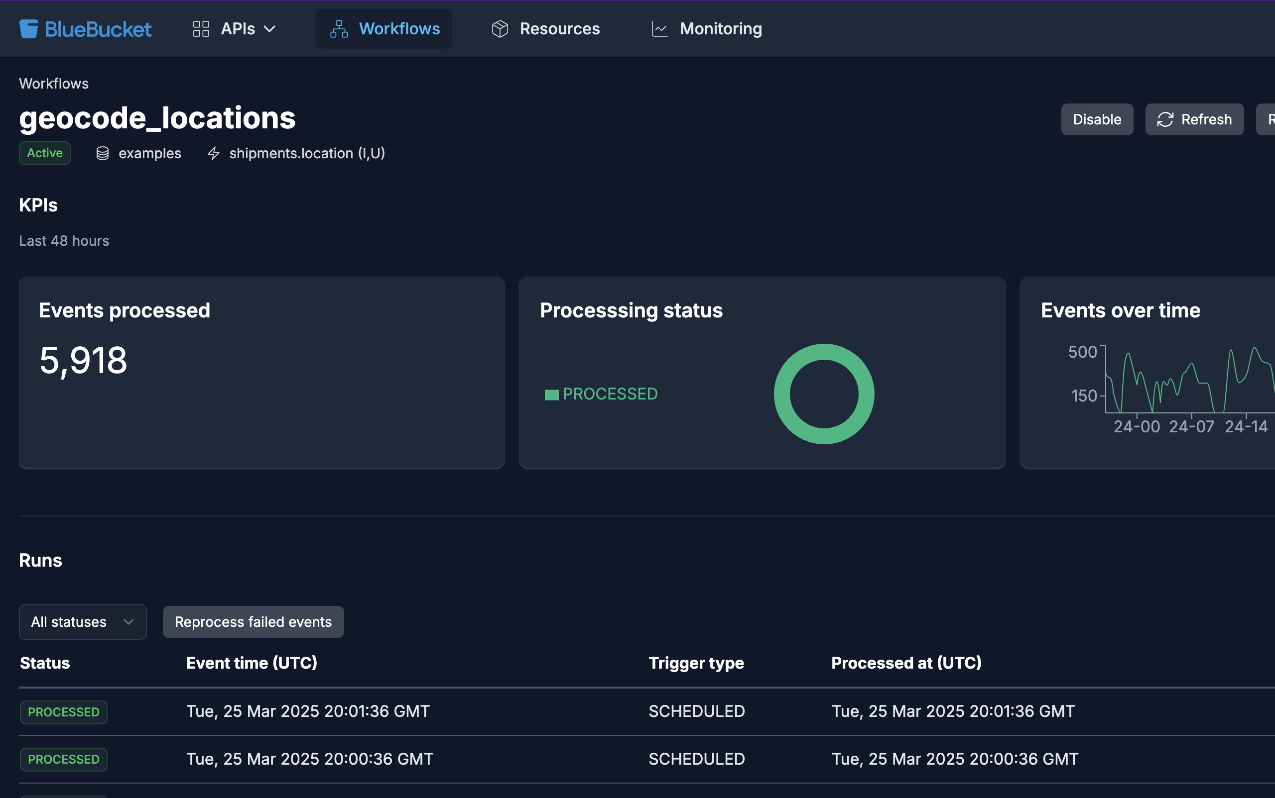 Workflows screenshot